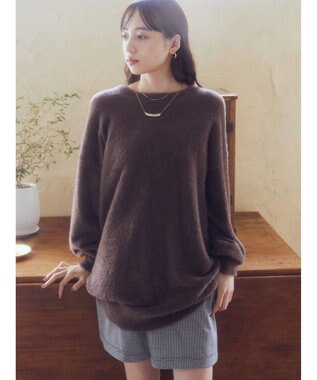 earth music&ecology ミニシャギーチュニック Brown