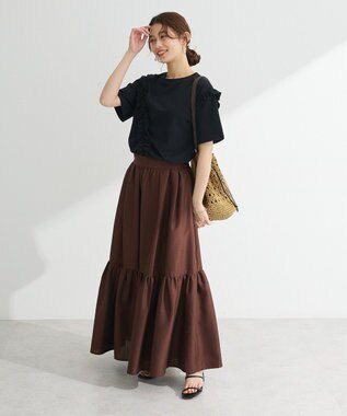 Green Parks ・ＥＬＥＮＣＡＲＥ　ＤＵＥ　リネンライクティアードスカー Brown