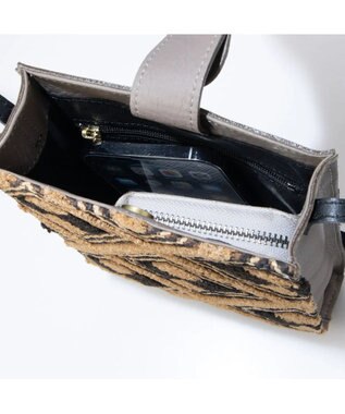 UNBILLION perche クバ布×姫路レザーミニショルダー ミックスビー