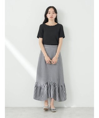 earth music&ecology イレヘムチェックスカート Black