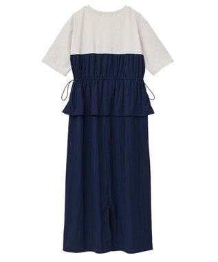 Green Parks ラメリブペプラムドッキングワンピース Beige