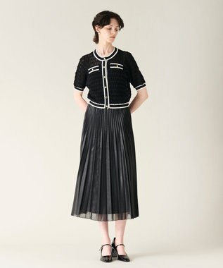 GRACE CONTINENTAL バイカラーシアーニットカーディガン ブラック