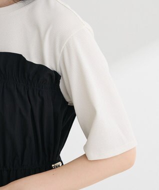 Green Parks ラメリブペプラムドッキングワンピース Beige