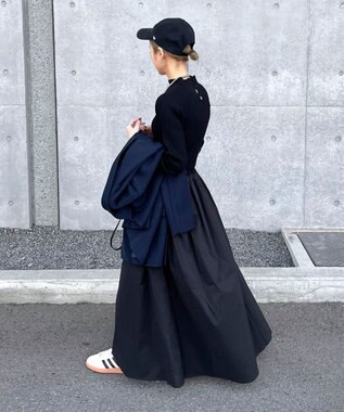 Green Parks AnriettMusee  リブニットドッキングワンピース Black