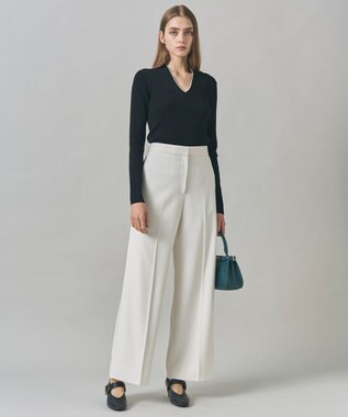 ICB 【洗える】 トリアセボディシェルピーチ ワイドパンツ オフホワイト系