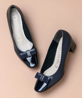 Dominic3 グログランリボン スクエアトゥパンプス