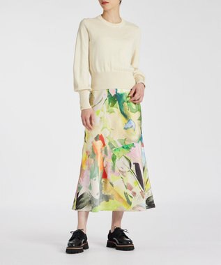 Paul Smith 【洗える】Fabric Floral Collageスカート オレンジ