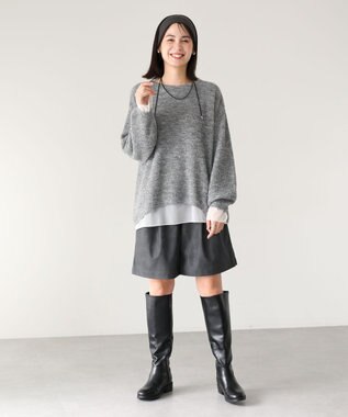 Green Parks シアーゆったりニットプルオーバー Gray