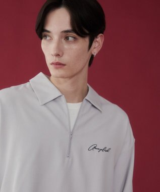 WEGO 【軽量/シワにならない】ドライポリハーフZIPシャツ（LS） ライトグレー