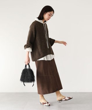 Green Parks シアーゆったりニットプルオーバー Brown