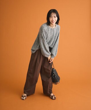 Green Parks シアーゆったりニットプルオーバー Gray