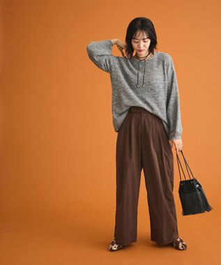 Green Parks シアーゆったりニットプルオーバー Gray