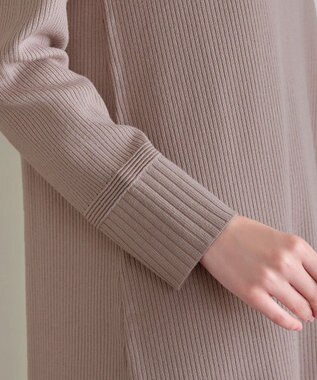 Tiaclasse L 【洗える】リブ切替デザインニットワンピース モカ