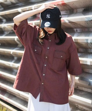 WEGO 【ユニセックス着用ITEM/MLサイズ展開】カラーデニムシャツ（SS） レッドその他