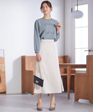 ANY SIS 【洗える】ジョーゼットロゴＴ ブラウス ミントグレー