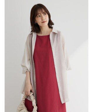 Green Parks 綿麻混ノースリーブワンピース Deep Red