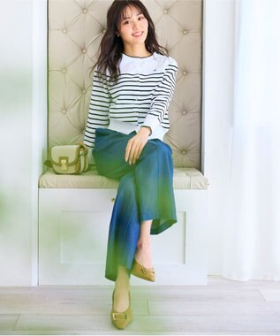 Feroux ベルト付き テンセルデニム ワイドパンツ ネイビー系