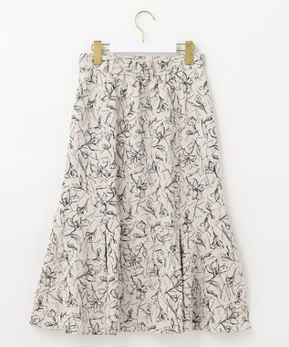 ANY SIS 【洗える】フラワーフクレジャカード スカート アイボリー×ブラック