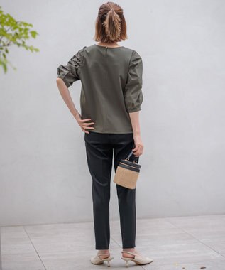 23区 【Oggi2月号掲載/新色追加】TRストレッチギャバ テーパードパンツ ブラック系