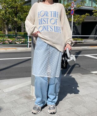 WEGO ジャガードメッシュニットビッグプルオーバー ホワイトアイボリー