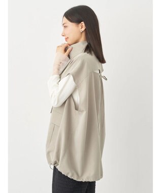 earth music&ecology ミリタリースタンドカラーベスト Light Khaki