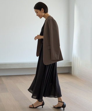 UNFILO TENNEN TOUCH ノーカラージャケット ブラウン