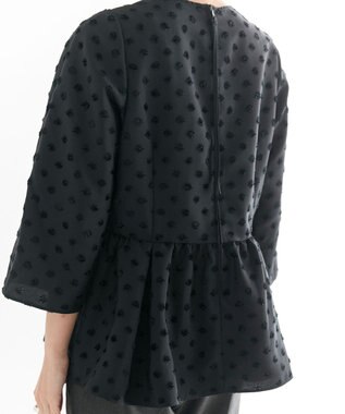 #Newans 【洗濯機可】ジャガ―ドドットペプラムブラウス ブラック