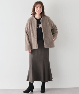 ANY 【ウエストゴム】ライトツイードマーメーイドスカート モカ