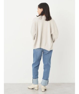 earth music&ecology ミニシャギーＶネックカーディガン Gray Beige