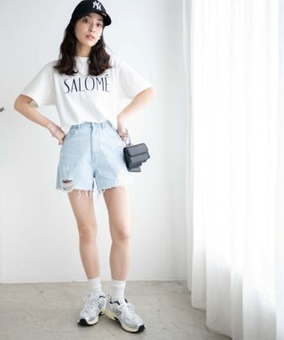 WEGO ダメージショートパンツ デニム淡色