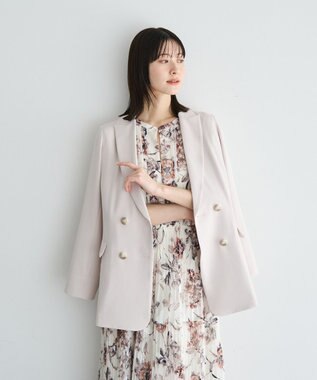 YECCA VECCA 【追加生産】フラワー柄シアープリーツワンピース Ivory