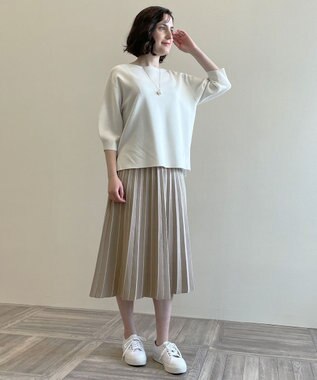 自由区 【洗える/マルチWAY】コットンアセテートニットセットアップ ベージュ系1