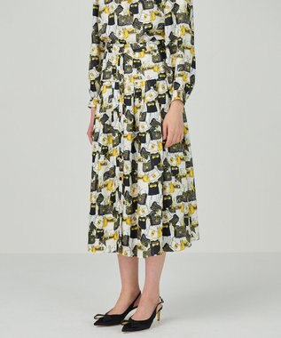 GRACE CONTINENTAL バッグモチーフプリーツスカート イエロー