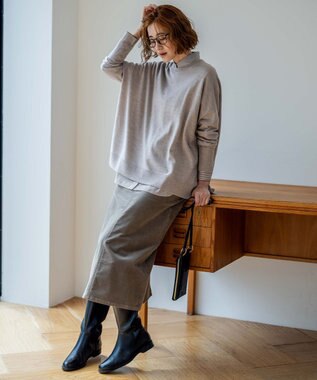 23区 S 【WEB限定カラーあり/洗える】ウーステッドウール ビッグシルエット ニット ブラウン系