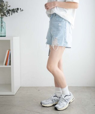 WEGO ダメージショートパンツ デニム淡色