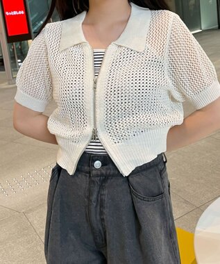 WEGO WZIPニットカーデ ホワイト