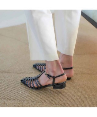 MODE ET JACOMO <carino>ポインテッドトゥグルカサンダル ブラック