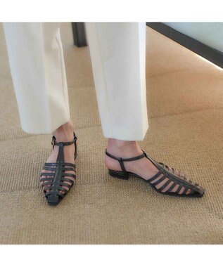 MODE ET JACOMO <carino>ポインテッドトゥグルカサンダル ブラック