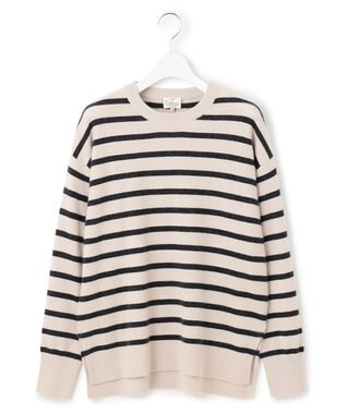 23区 S 【見上愛さん着用/Oggi・STORY掲載】ピュアカシミヤ クルーネック ニット ベージュ×チャコール