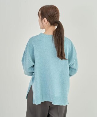 Green Parks ベロアモールリラックスサイズニットプルオーバー Sax