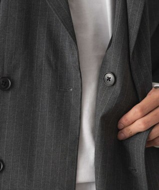 WEGO 【フォーマル/セットアップ対応】ダブルテーラードジャケット グレーストライプ