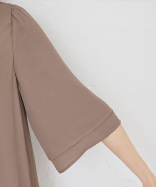 Tiaclasse 【洗える】レイヤードスリーブシフォンチュニック モカ