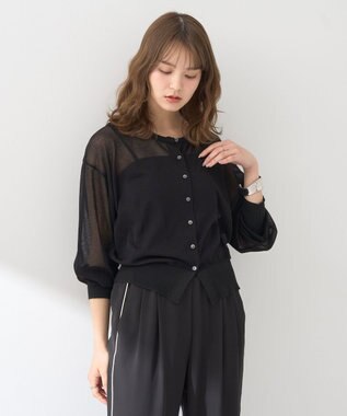 earth music&ecology 【予約】接触冷感シアークルーニットカーディガン ブラック