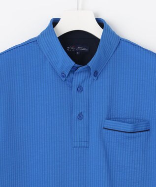23区GOLF 【MEN】【吸水速乾・UVケア】ストレッチサッカー半袖シャツ サックスブルー系