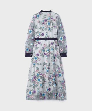 GRACE CONTINENTAL マルチ刺繍フレアワンピース グレー