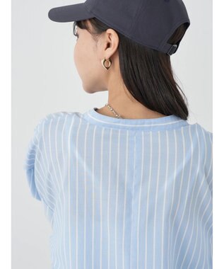 earth music&ecology バンドカラーストライプシャツ Sax