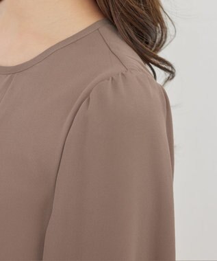 Tiaclasse L 【洗える】レイヤードスリーブシフォンチュニック モカ