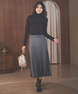 ANY 【洗濯機可】ソフトタッチリブタートルネック ブラック