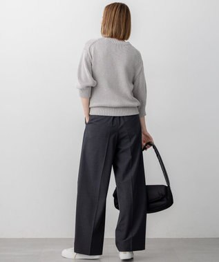 23区 S 【洗える】ルレックスバルキー5分袖 ラメ ニット ライトグレー系