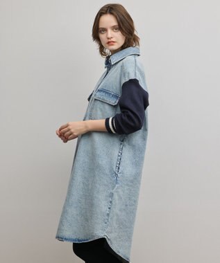 GRACE CONTINENTAL ニットスリーブデニムワンピース サックス